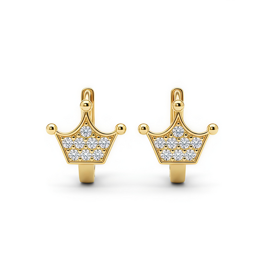 Gold Pleated in Alloy - Mini Crown Hoop Earrings Minimalist Everyday look