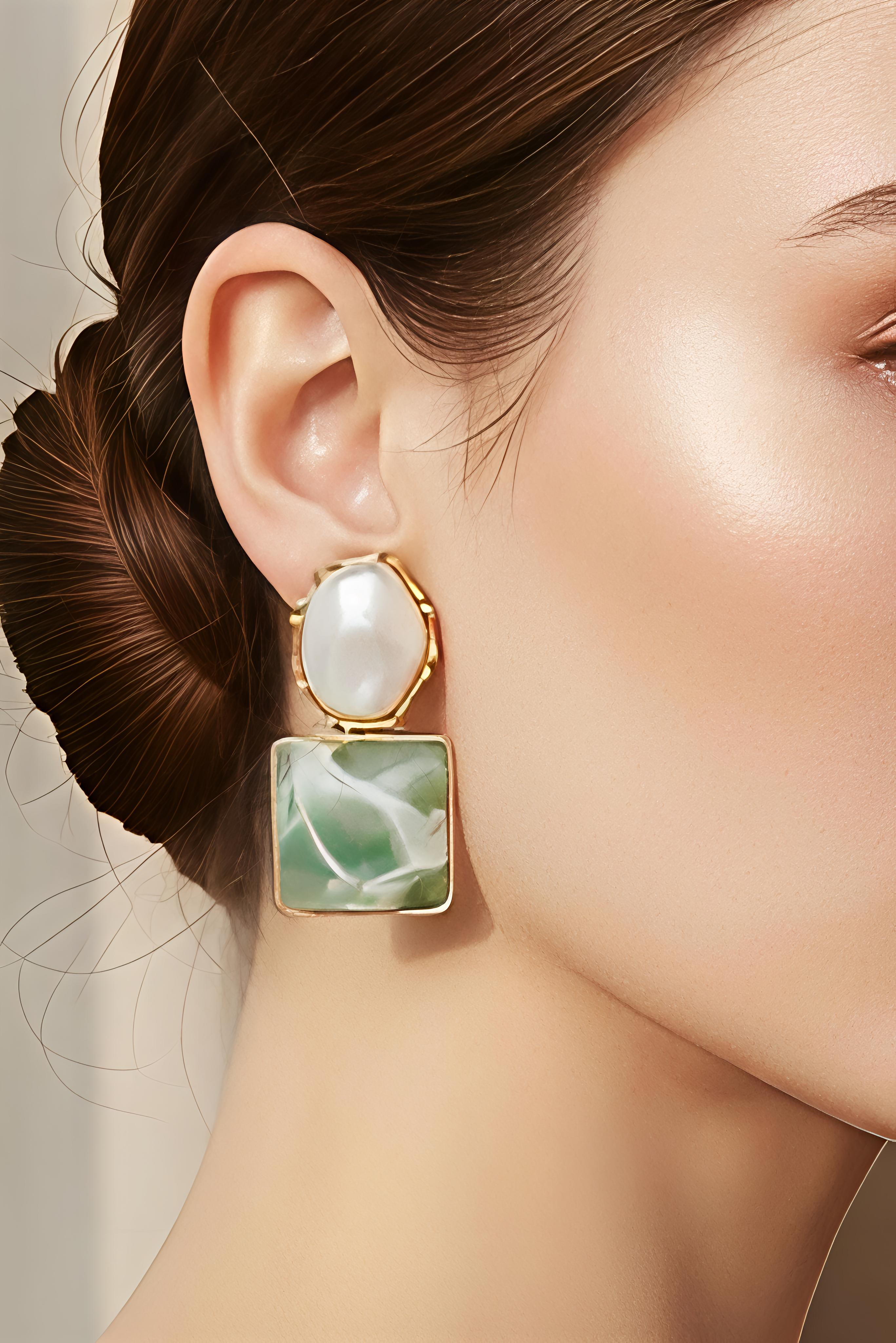 Green Water Earrings