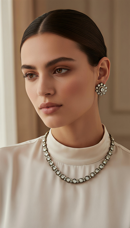 Traditional Indian Royal Radiance Stone Necklace – Dipped in Gold & Elegance