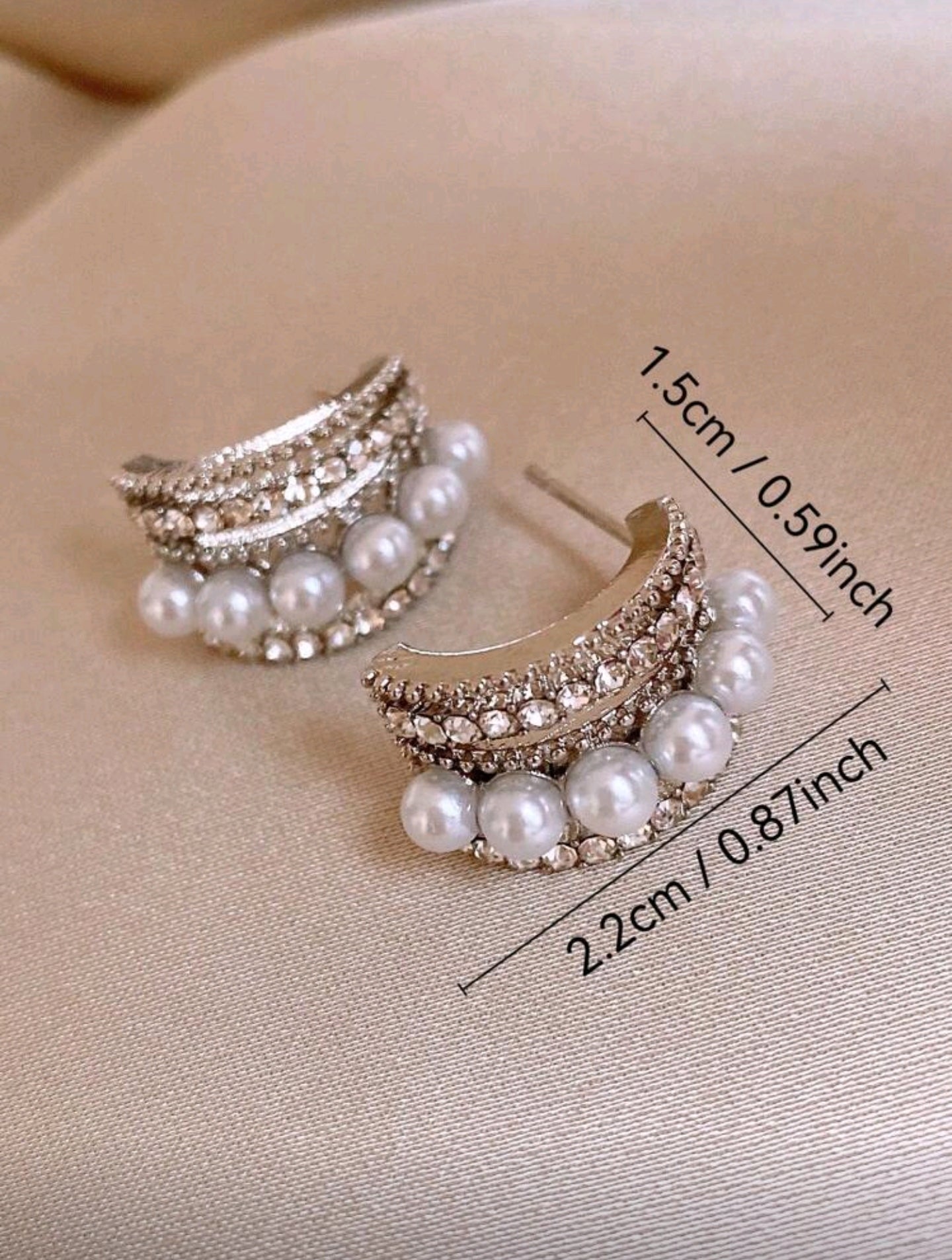 Cassee Hoop -Sterling Silver Pearl Decor Hoop Earrings with Cubic Zirconia