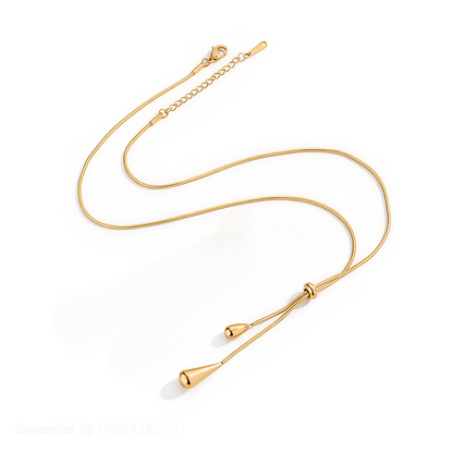 18K Gold Layered Necklace Set | Drop Necklace & Snake Chain Combo | Premium Anniversary Set