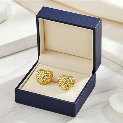 Heart Pearl Earrings for Women | Gold-Plated Stainless Steel Formal Jewelry