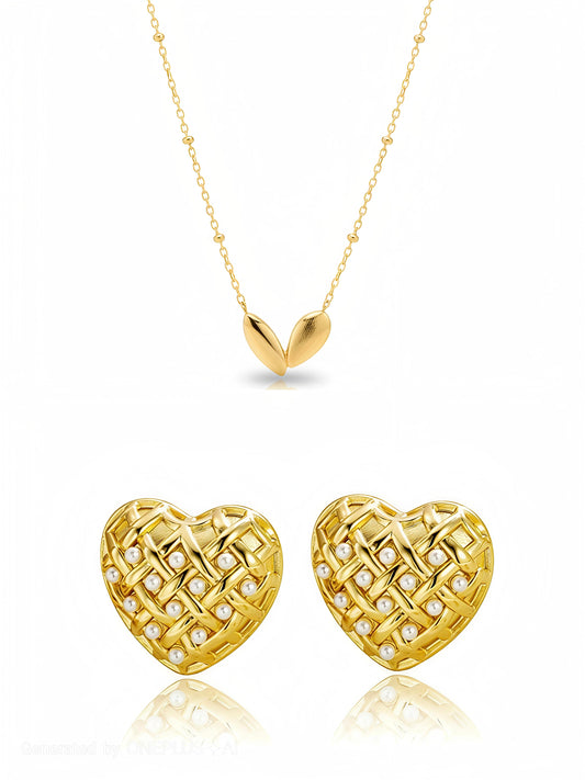 Stainless Steel Everyday Wear Necklace Set - Heart Edition