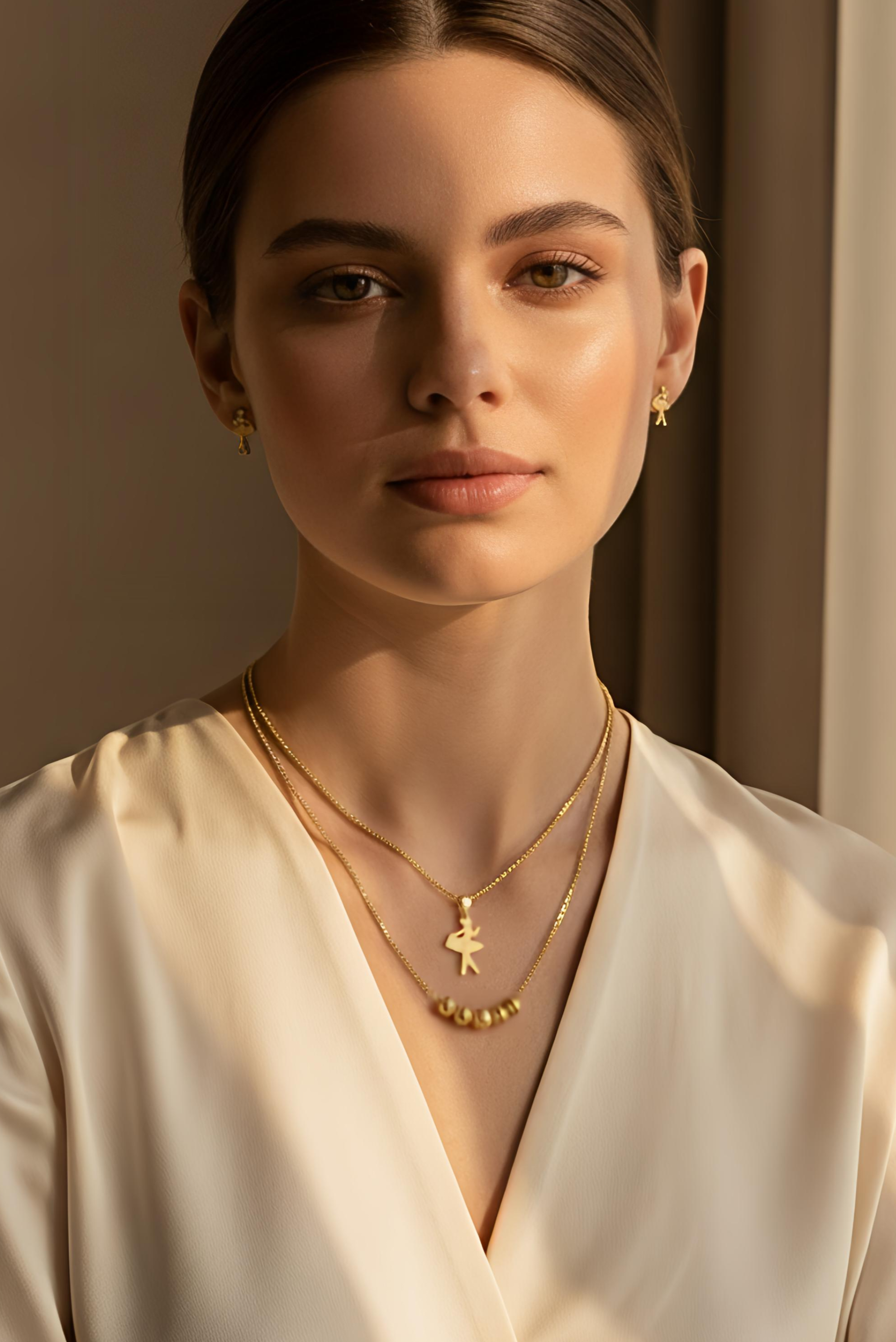 Princess Necklace & Earrings Set | 18K Gold Plated Layered Jewelry | Disney Inspired