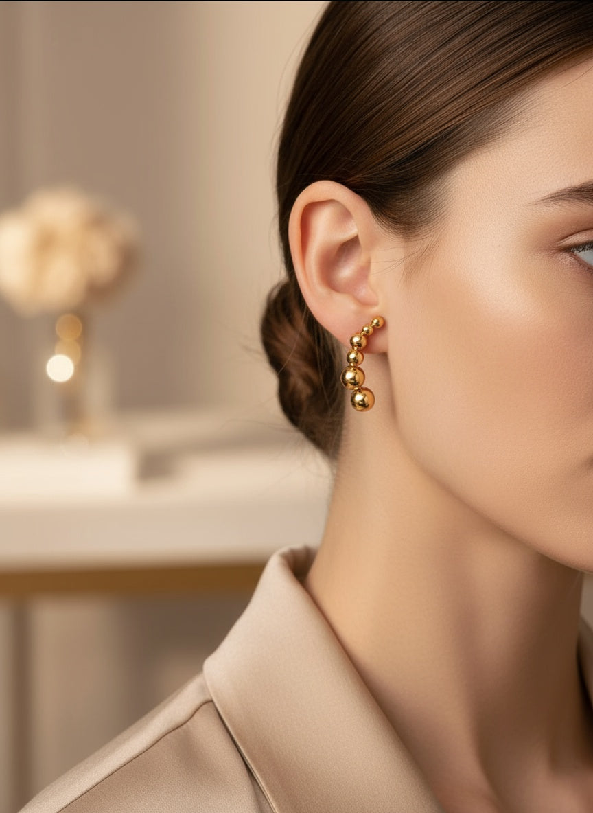 ✨Style Stud - 18K Gold-Plated Pea-Shaped Stainless-Steel Earrings