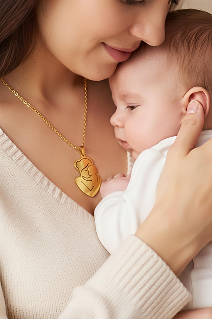 18K Gold Plated 304 Stainless Steel Pregnant Mother Pendant -In My Arms Necklace –